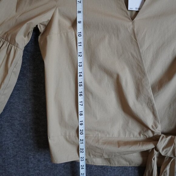 Michael Kors Khaki Women's Long Sleeve Poplin Wrap Top - Picture 7 of 8